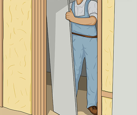 Ta bort gipsskivan som suttit på regelfacket för dörrhålet