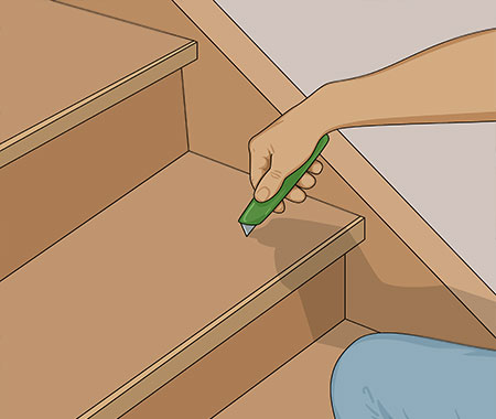 Kontrollerar slipmån i trappan