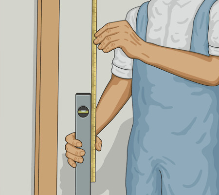 Mäter reglar för dörröppningen och dörrkarm