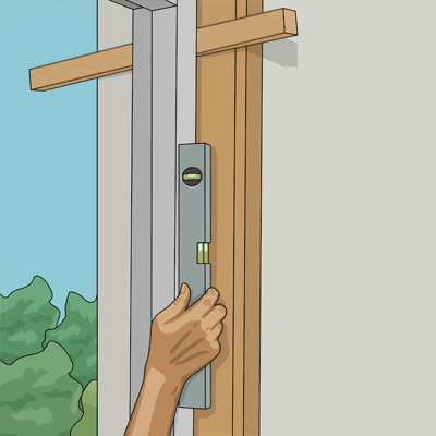 Steg 8. Kontrollera noga med vattenpass så att fönstret sitter perfekt i våg