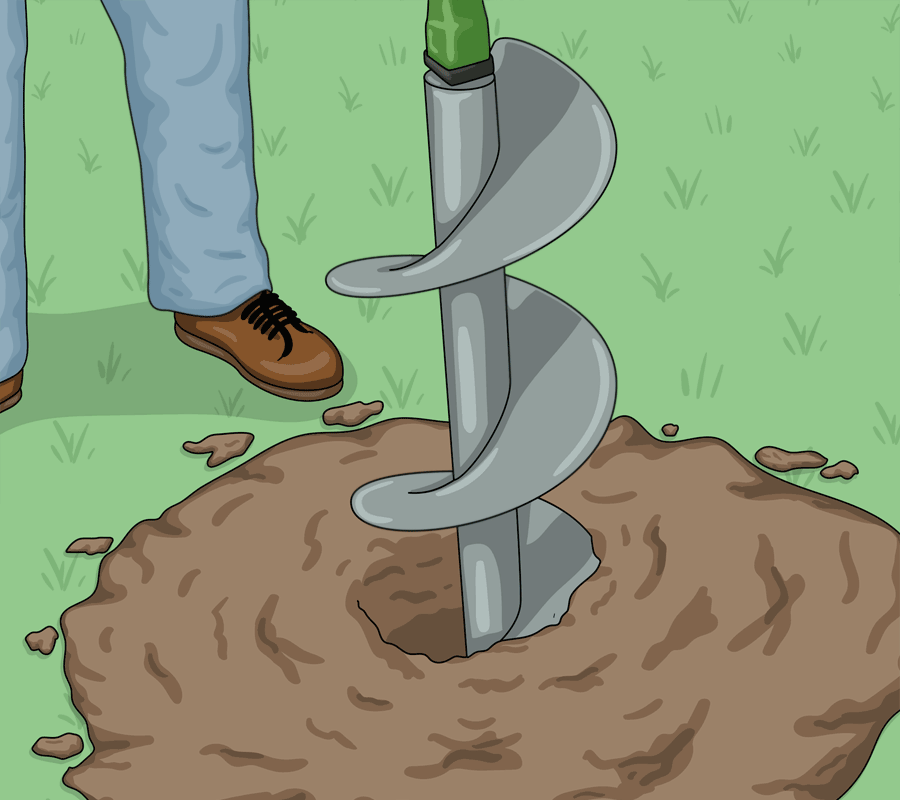 Steg 1. Om marken är tung kan du göra hålen med ett jordborr.